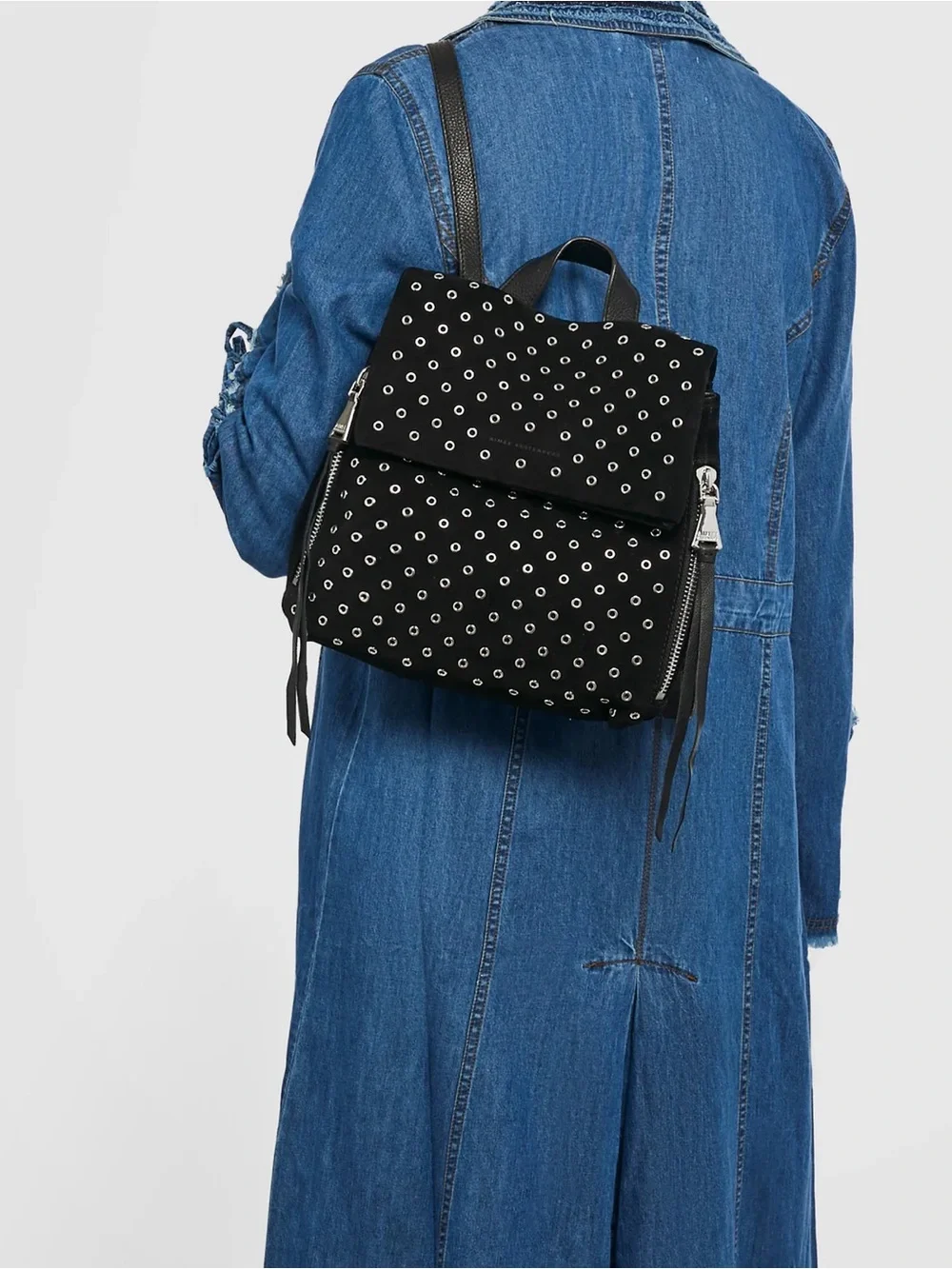 NEW Aimee Kestenberg Bali Novelty Backpack w/ Eyelets Black Suede Leather NWT
